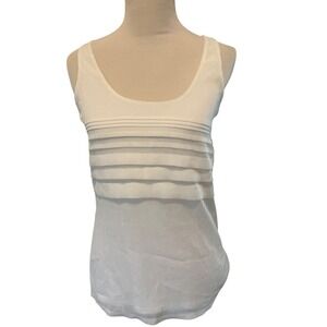 Express White Sleeveless‎ Top Ribbed Layered Detail Sparkle Tank Medium